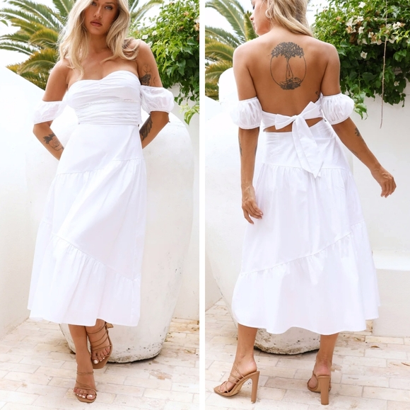 HELLO MOLLY Seaside Picnic Midi White Dress Size 8 - Picture 12 of 12